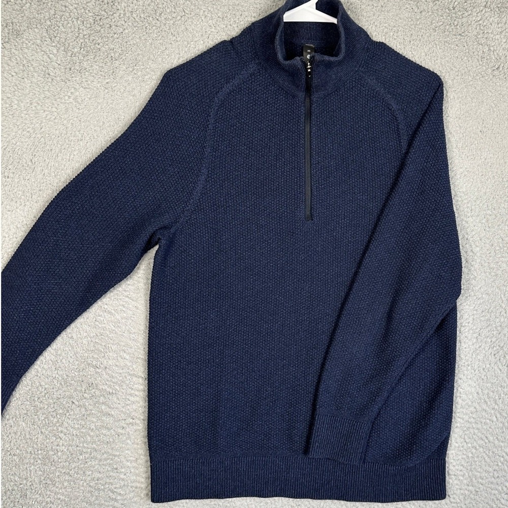 Lululemon Knit Sweater Mens XS Navy Blue Quarter Zip Pullover Casual Long Sleeve